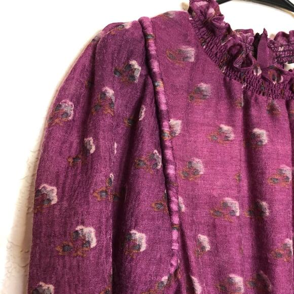 Sea New York purple floral wool blend ruffle trim midi dress size 4 - Picture 8 of 16